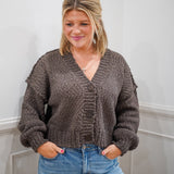 Cropped Popcorn Knit Cardi