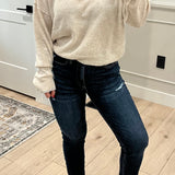 Dark Wash Frayed Hem - Skinny