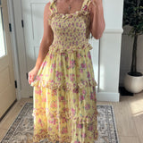 Field of Florals Dress - Yellow & Pink