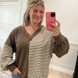 Stripes & Solid V-neck