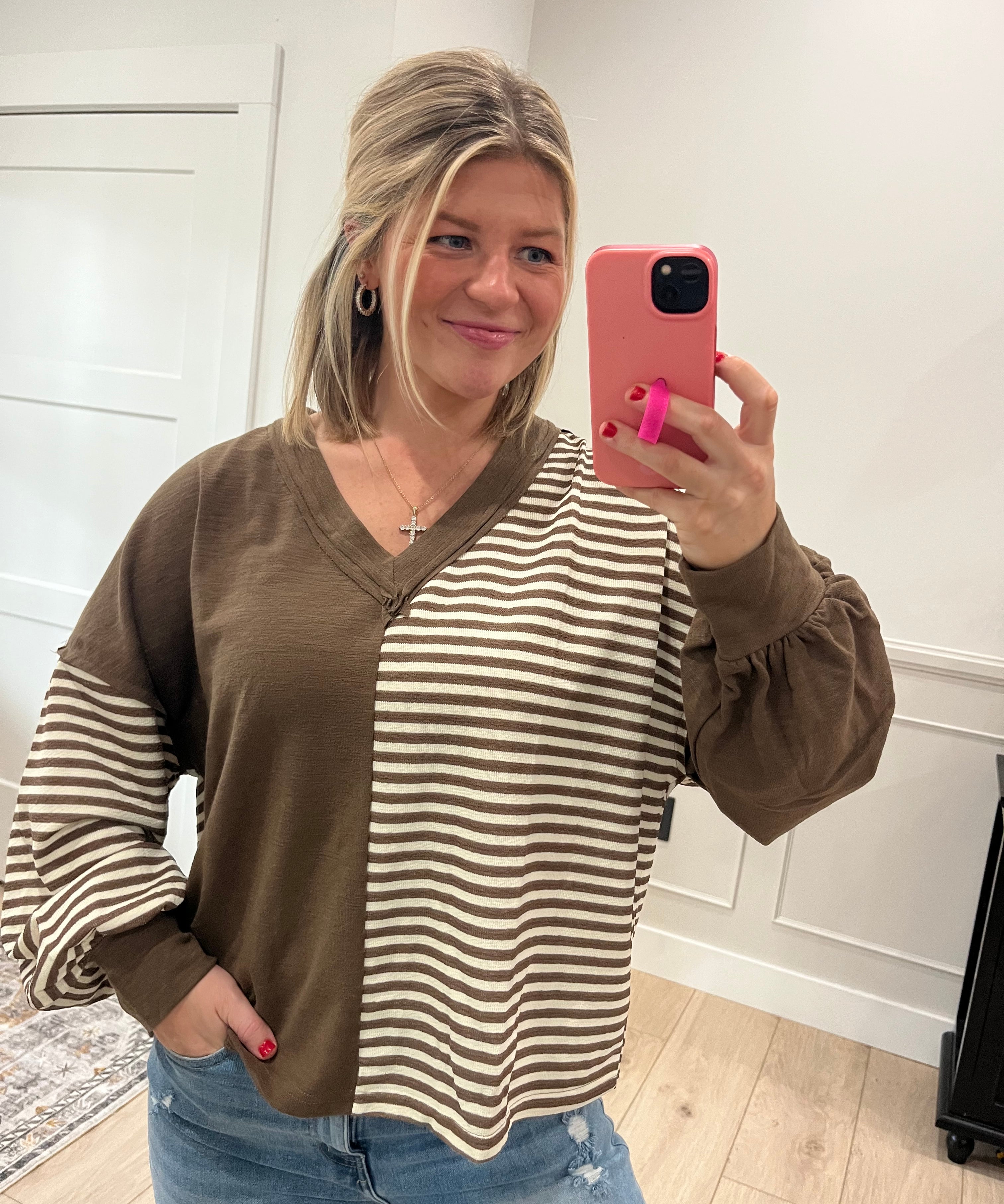 Stripes & Solid V-neck