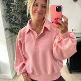 Snap Back Pullover - Baby Pink