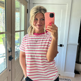 Eve Contrast Tee - Pink