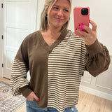Stripes & Solid V-neck