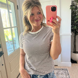 Ava Striped Tee - Brown