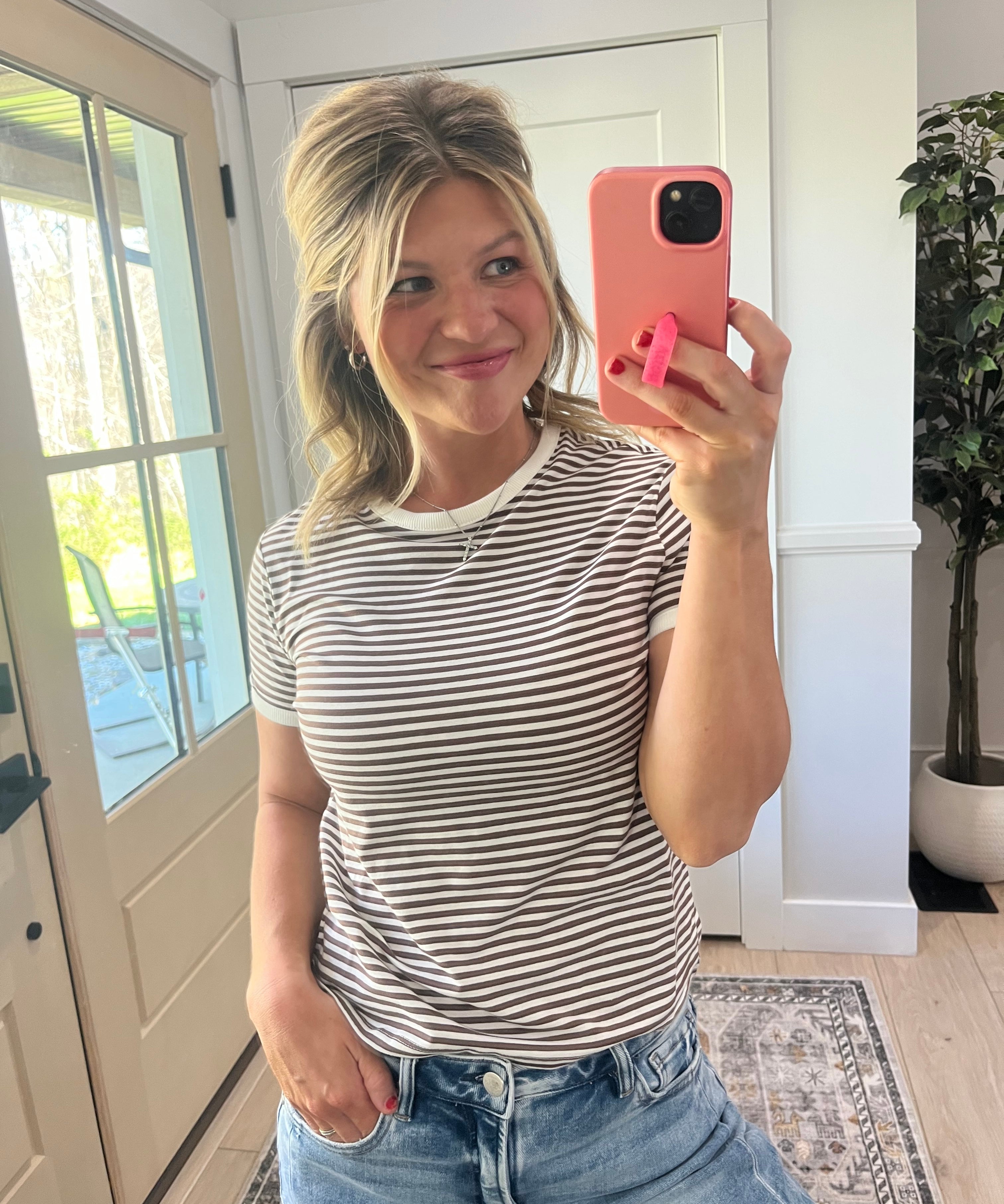 Ava Striped Tee - Brown