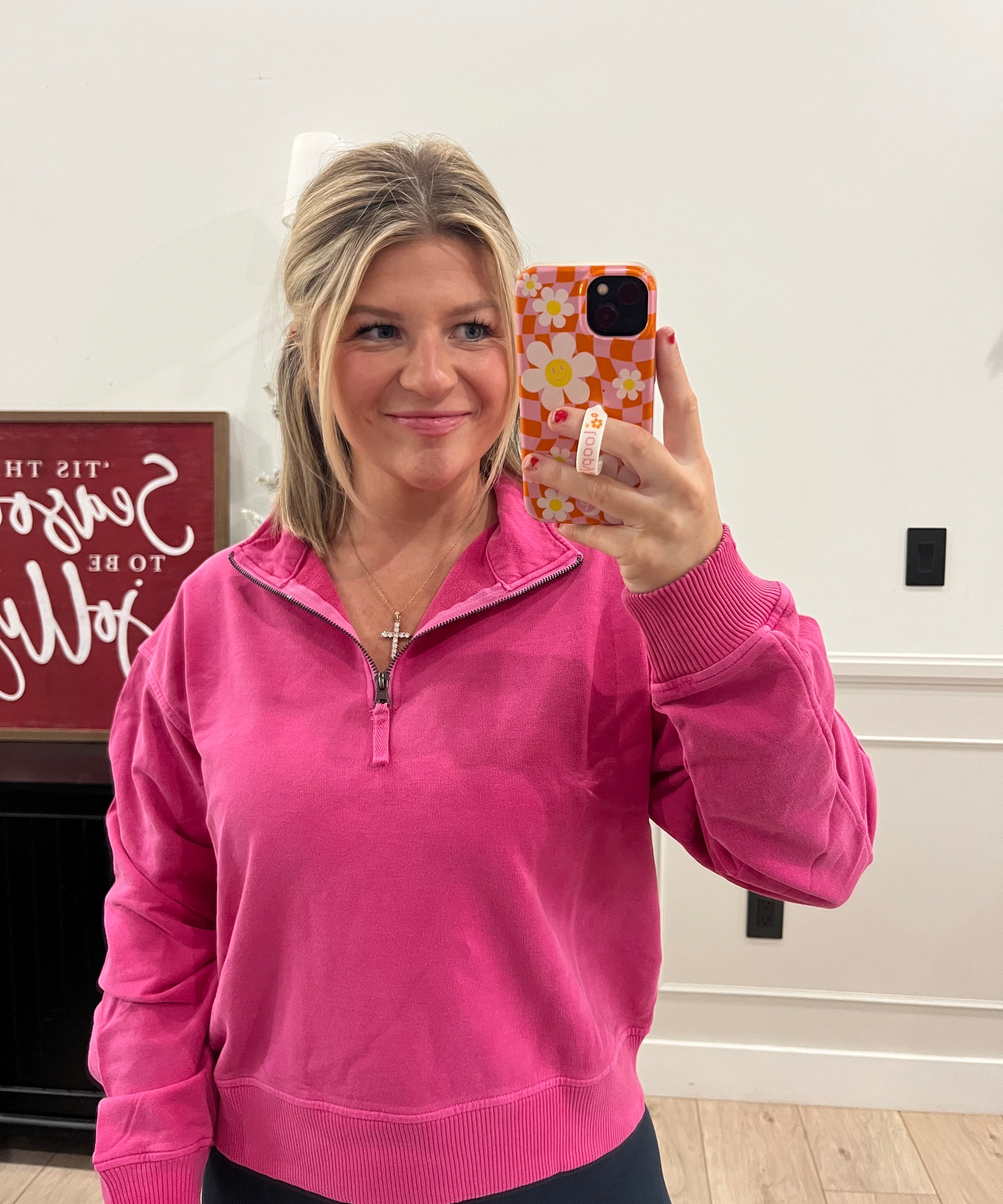 French Terry Quarter Zip - Pink