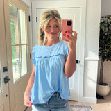 Sweet Meadow Babydoll Top - Baby blue