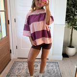 Coastal Cool Oversized Tee - Pink/Plum