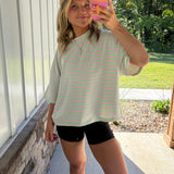 Sweet Stripes Tee - lime and bubblegum