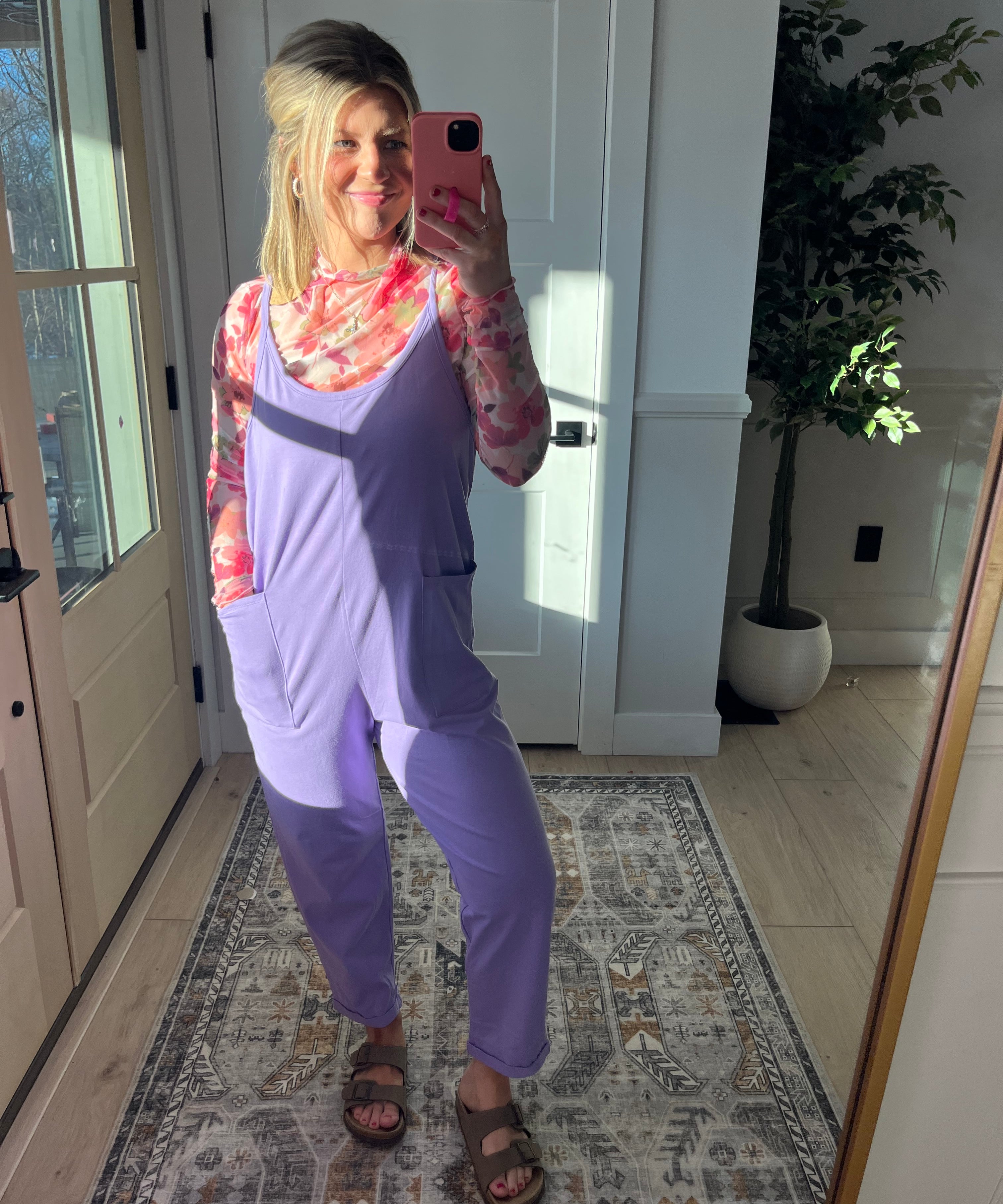 Garden Pink Floral Mesh Top