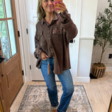 Better in Waffle Knit Shacket - chocolate