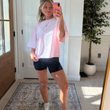 Sweet Stripes Tee - Baby Pink & White