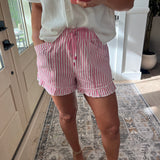Ruffled Shorts - Pink Stripe