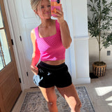 Square Neck Polka Tank - Fuschia