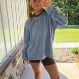 On Repeat Stripe Long Sleeve - blue & chocolate