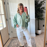 RISEN White Elastic Waist Denim