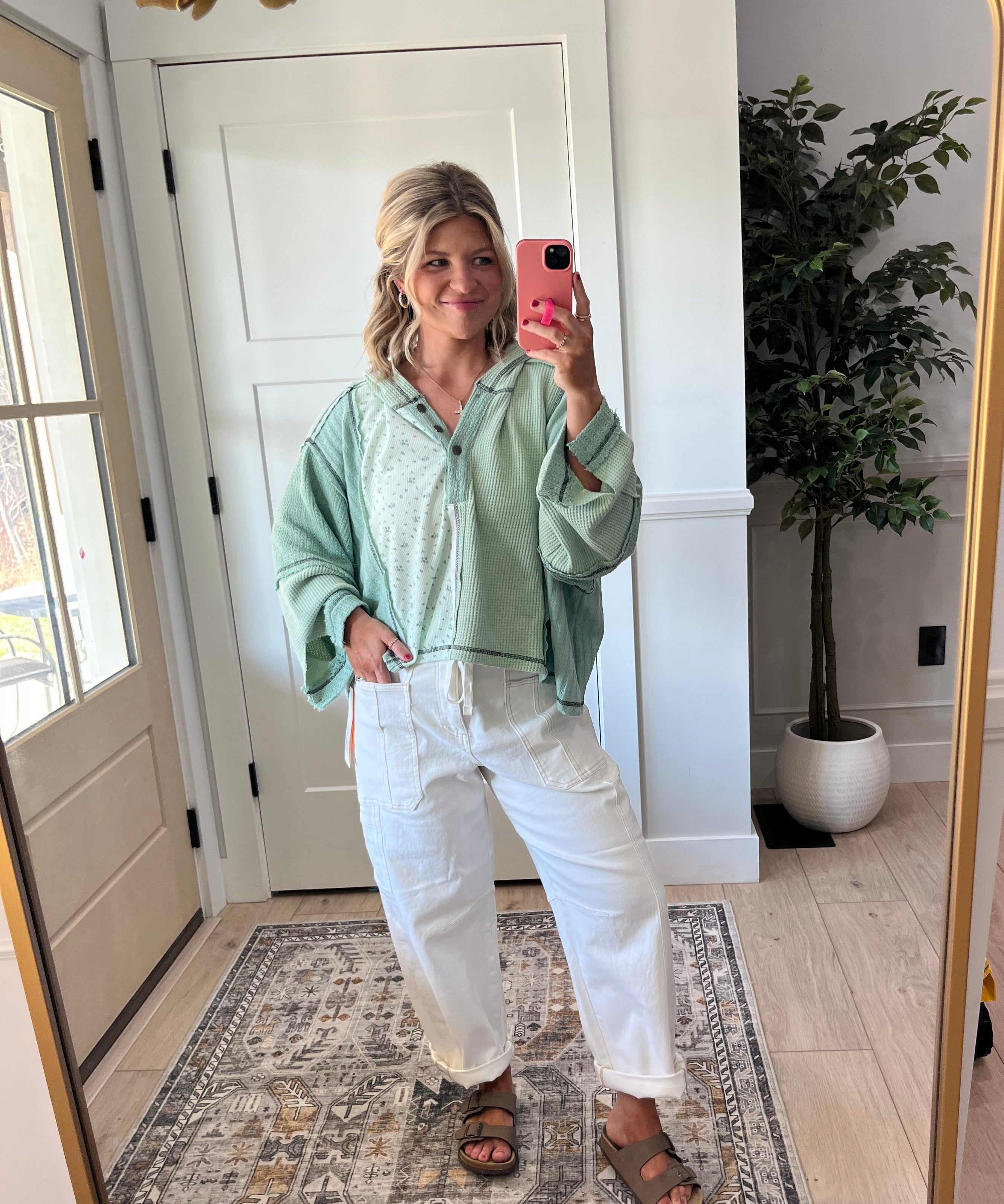 RISEN White Elastic Waist Denim